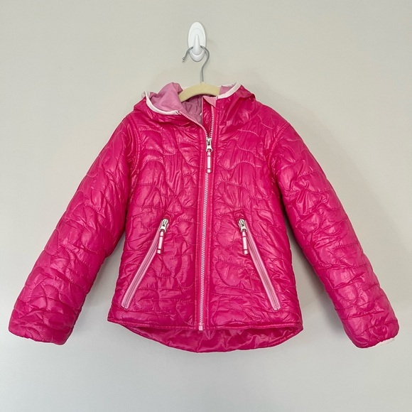 Obermeyer Girls Preschool I-Grow Lovey Winter Puffer Jacket Hot Pink Size 4 - Picture 1 of 7